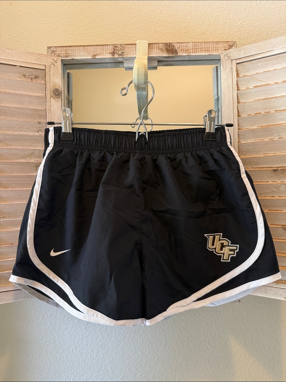 Nike Black Women's Athletic Shorts with White Trim & UCF Logo